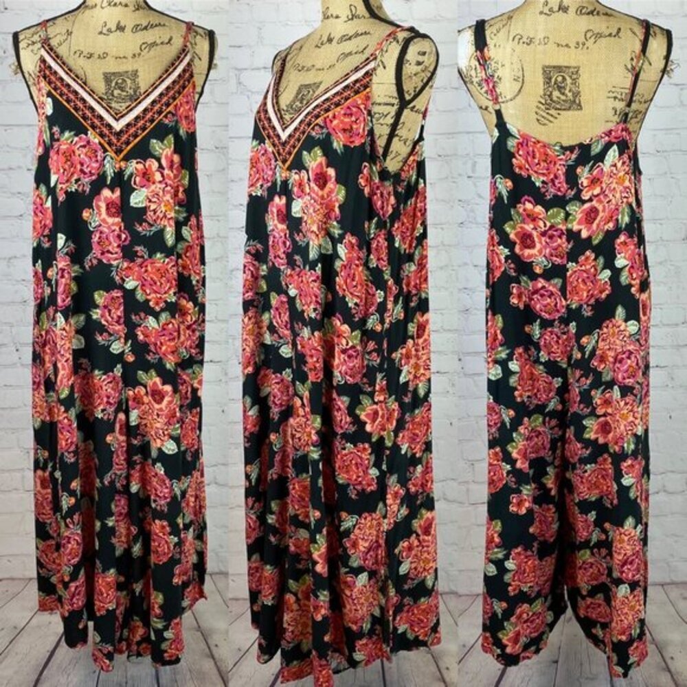 Xhilaration Boho Trim Floral Print Harem Jumpsuit